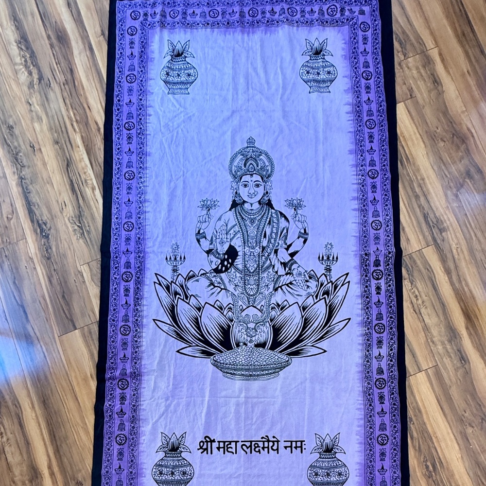 Lakshmi Yoga Buddha Purple Black Curtain Tapestry Wall Hang  *READ